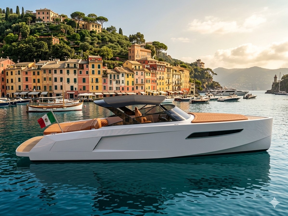 Sognare Portofino 900 GT concept in de haven van Portofino, Italië